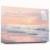 Coastal Wall Art: Pastel Sunset Ocean Waves Beach-Themed Print
