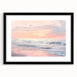 Coastal Wall Art: Pastel Sunset Ocean Waves Beach-Themed Print