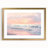 Coastal Wall Art: Pastel Sunset Ocean Waves Beach-Themed Print