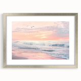 Coastal Wall Art: Pastel Sunset Ocean Waves Beach-Themed Print