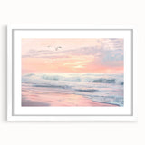 Coastal Wall Art: Pastel Sunset Ocean Waves Beach-Themed Print