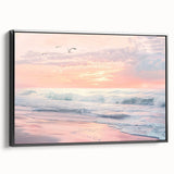 Coastal Wall Art: Pastel Sunset Ocean Waves Beach-Themed Print