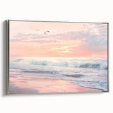 Coastal Wall Art: Pastel Sunset Ocean Waves Beach-Themed Print