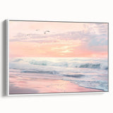 Coastal Wall Art: Pastel Sunset Ocean Waves Beach-Themed Print