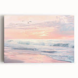 Coastal Wall Art: Pastel Sunset Ocean Waves Beach-Themed Print
