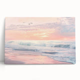Coastal Wall Art: Pastel Sunset Ocean Waves Beach-Themed Print