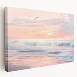 Coastal Wall Art: Pastel Sunset Ocean Waves Beach-Themed Print