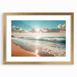 Coastal Wall Art: Vibrant Sunlit Ocean Waves Beach-Themed Canvas