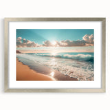 Coastal Wall Art: Vibrant Sunlit Ocean Waves Beach-Themed Canvas