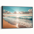 Coastal Wall Art: Vibrant Sunlit Ocean Waves Beach-Themed Canvas
