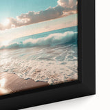 Coastal Wall Art: Vibrant Sunlit Ocean Waves Beach-Themed Canvas