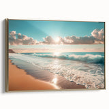 Coastal Wall Art: Vibrant Sunlit Ocean Waves Beach-Themed Canvas