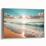 Coastal Wall Art: Vibrant Sunlit Ocean Waves Beach-Themed Canvas