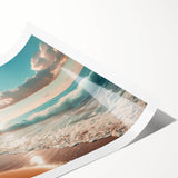 Coastal Wall Art: Vibrant Sunlit Ocean Waves Beach-Themed Canvas