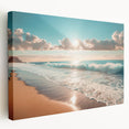 Coastal Wall Art: Vibrant Sunlit Ocean Waves Beach-Themed Canvas