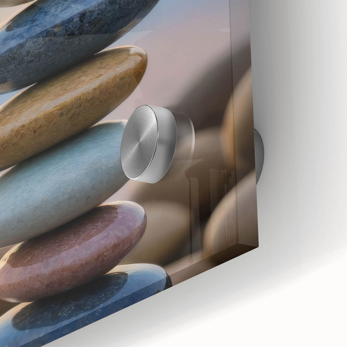 Coastal Wall Art - Colorful Stacked Stones at Sunset Beach-Themed Print
