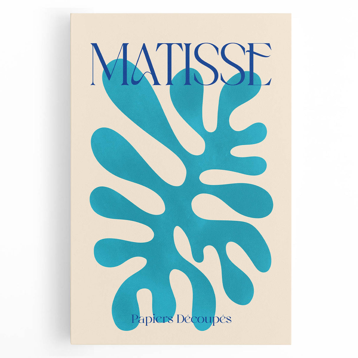 Modern Wall Art – Matisse-Inspired Abstract Canvas with Blue Cutouts
