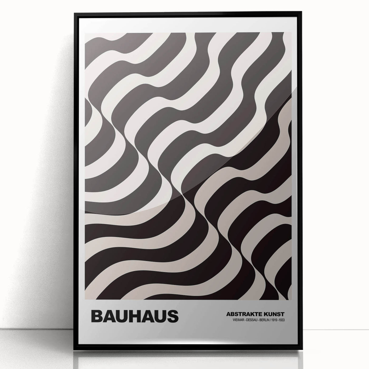 Abstract Modern Art - Contemporary Wall Decor with Wavy Bauhaus Design