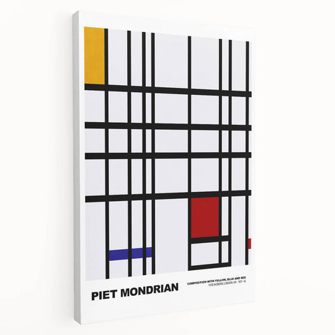 Abstract Modern Art - Mondrian-Inspired Geometric Wall Decor Canvas