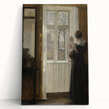 Woman with Child by Window – Dark Academia Wall Art, Vintage Gothic Prints