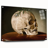 Skull with Greenery – Dark Academia Wall Art, Gothic Literature Art