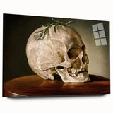 Skull with Greenery – Dark Academia Wall Art, Gothic Literature Art
