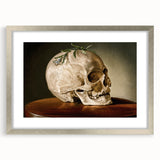 Skull with Greenery – Dark Academia Wall Art, Gothic Literature Art