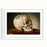 Skull with Greenery – Dark Academia Wall Art, Gothic Literature Art