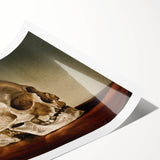 Skull with Greenery – Dark Academia Wall Art, Gothic Literature Art