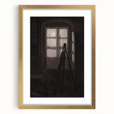 Dimly Lit Room with Easel – Dark Academia Wall Art, Moody Aesthetic Decor