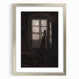 Dimly Lit Room with Easel – Dark Academia Wall Art, Moody Aesthetic Decor