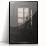 Dimly Lit Room with Easel – Dark Academia Wall Art, Moody Aesthetic Decor