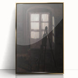 Dimly Lit Room with Easel – Dark Academia Wall Art, Moody Aesthetic Decor