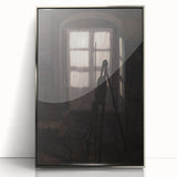 Dimly Lit Room with Easel – Dark Academia Wall Art, Moody Aesthetic Decor