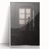 Dimly Lit Room with Easel – Dark Academia Wall Art, Moody Aesthetic Decor