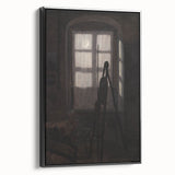 Dimly Lit Room with Easel – Dark Academia Wall Art, Moody Aesthetic Decor