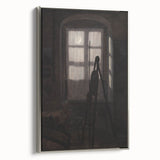 Dimly Lit Room with Easel – Dark Academia Wall Art, Moody Aesthetic Decor