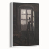 Dimly Lit Room with Easel – Dark Academia Wall Art, Moody Aesthetic Decor