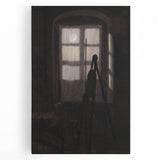 Dimly Lit Room with Easel – Dark Academia Wall Art, Moody Aesthetic Decor