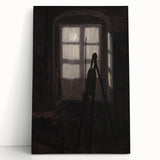 Dimly Lit Room with Easel – Dark Academia Wall Art, Moody Aesthetic Decor