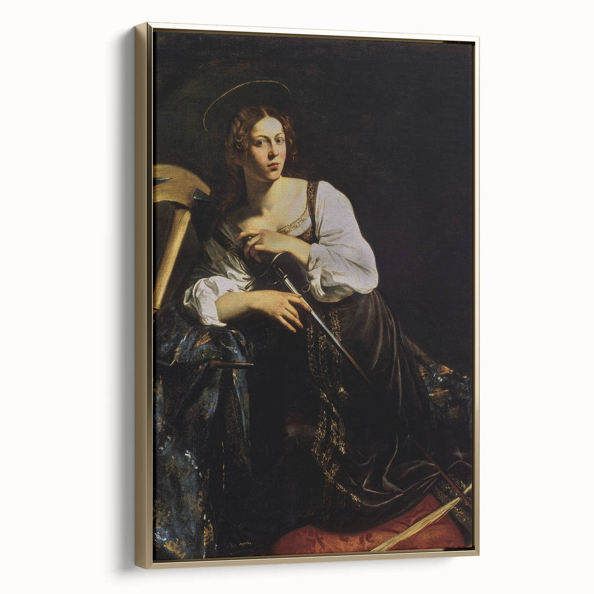 Woman with Sword – Dark Academia Wall Art, Gothic Historical Portrait
