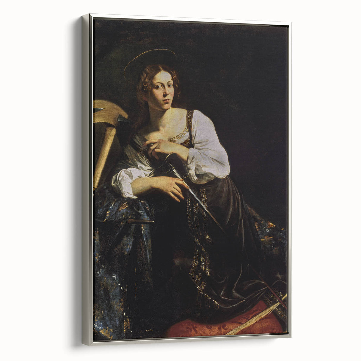 Woman with Sword – Dark Academia Wall Art, Gothic Historical Portrait