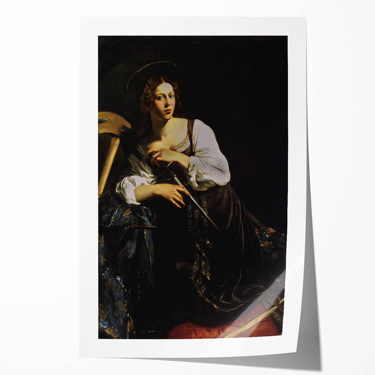 Woman with Sword – Dark Academia Wall Art, Gothic Historical Portrait