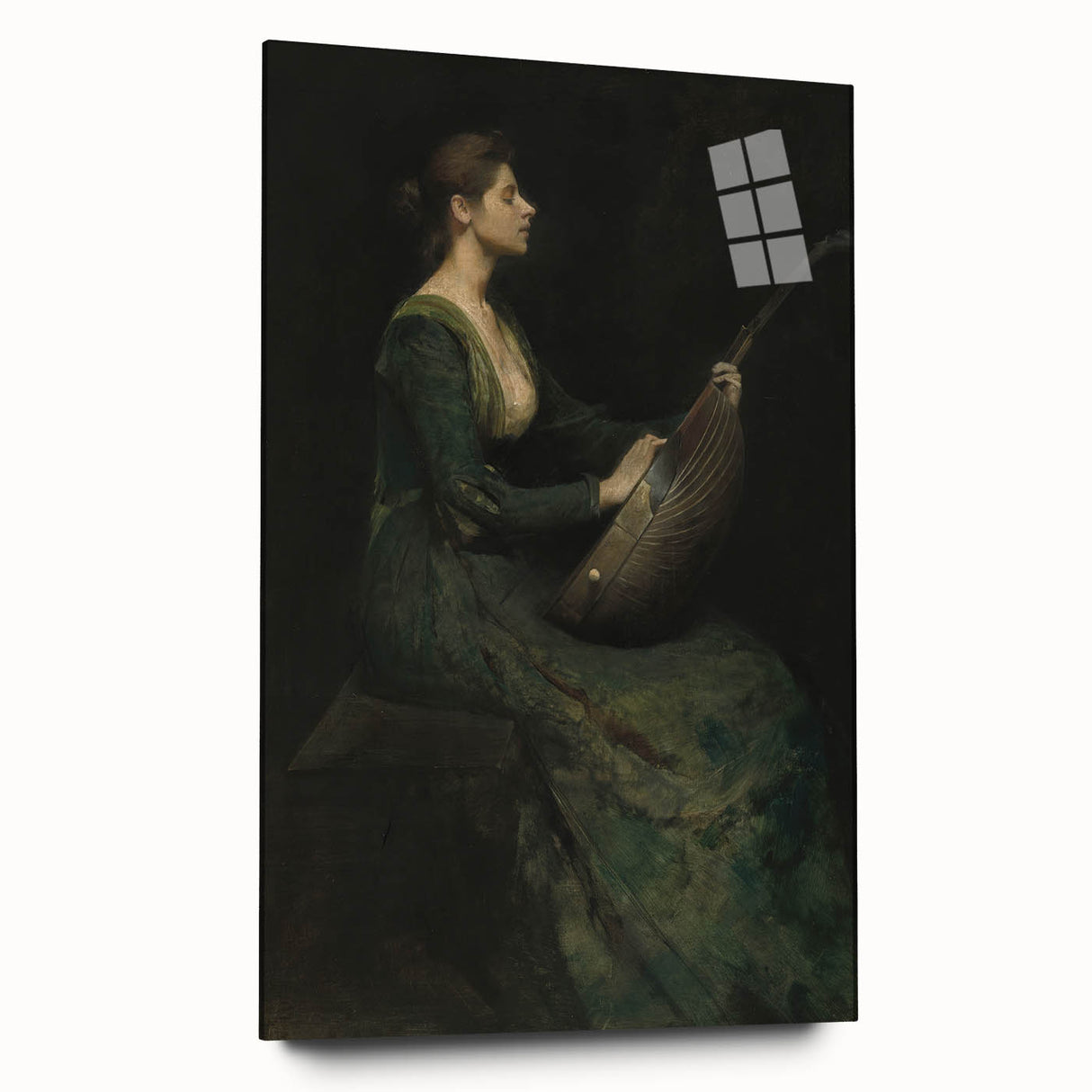 Woman Playing Stringed Instrument – Dark Academia Wall Art, Gothic Elegance