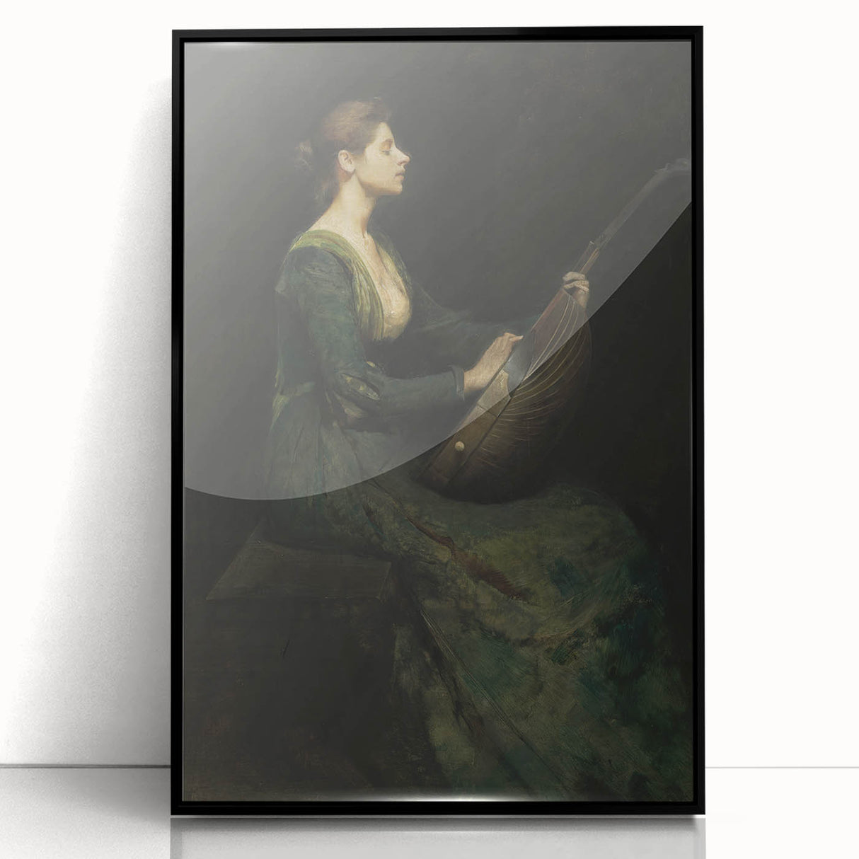 Woman Playing Stringed Instrument – Dark Academia Wall Art, Gothic Elegance