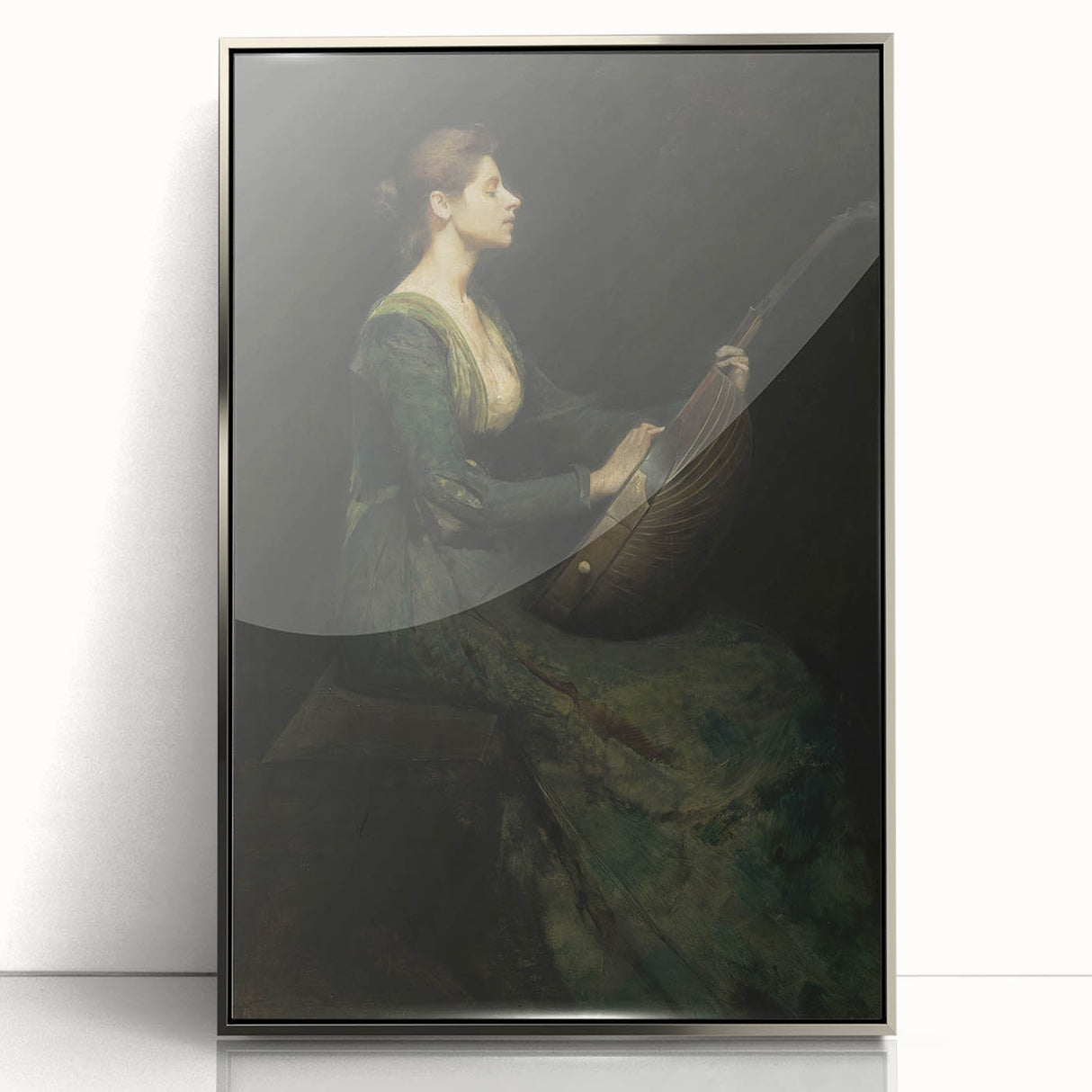 Woman Playing Stringed Instrument – Dark Academia Wall Art, Gothic Elegance