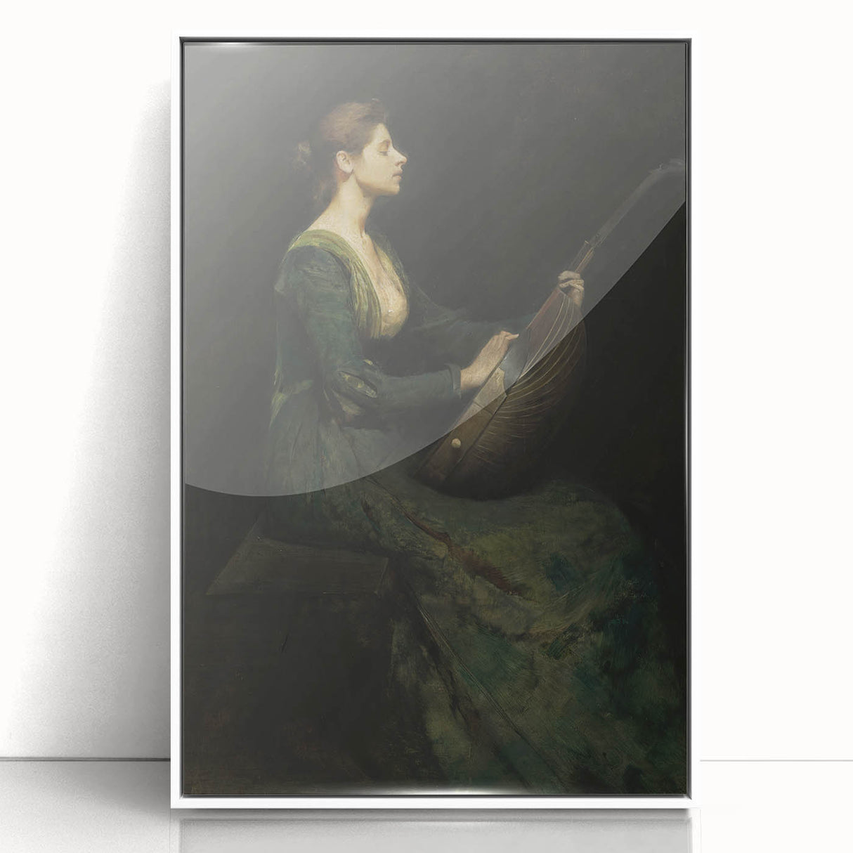 Woman Playing Stringed Instrument – Dark Academia Wall Art, Gothic Elegance