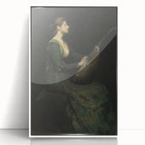 Woman Playing Stringed Instrument – Dark Academia Wall Art, Gothic Elegance