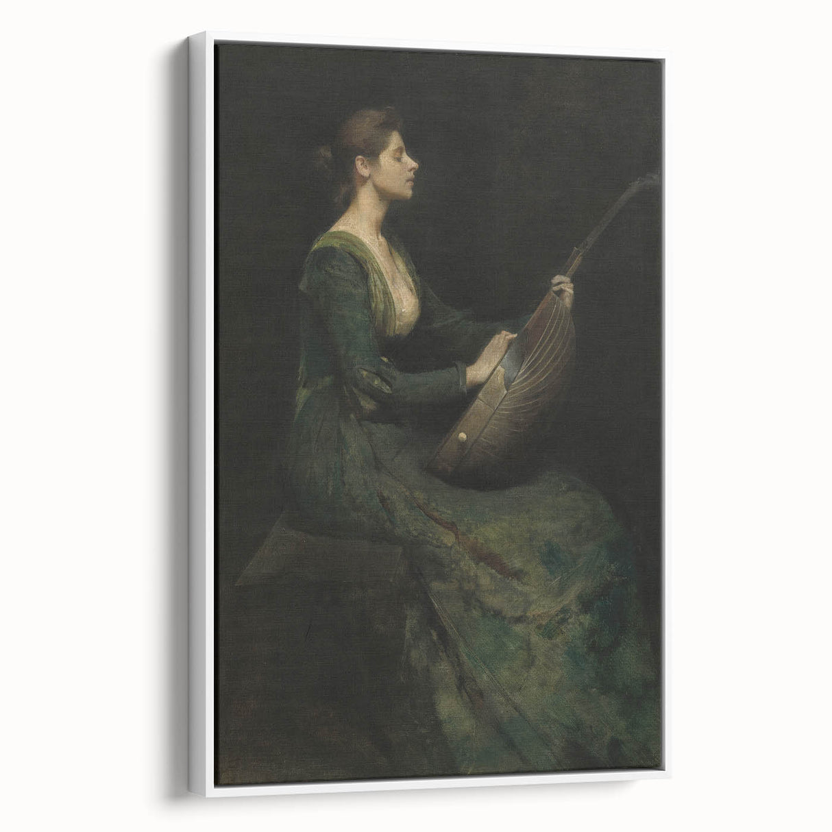 Woman Playing Stringed Instrument – Dark Academia Wall Art, Gothic Elegance