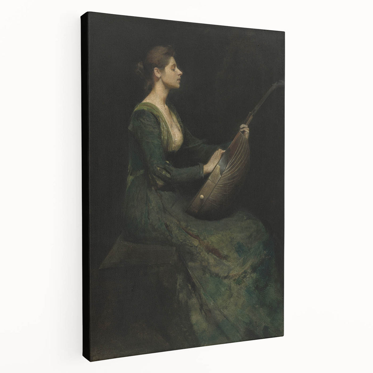 Woman Playing Stringed Instrument – Dark Academia Wall Art, Gothic Elegance